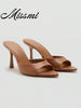 2026 New Summer Women Mule Shoes, Pointed Toe High Heel Slip-On Sandals, Fashionable Strap Outdoor Slippers